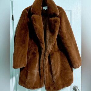 NEXT Chestnut Soft Faux Fur Winter Coat, BROWN, Size L